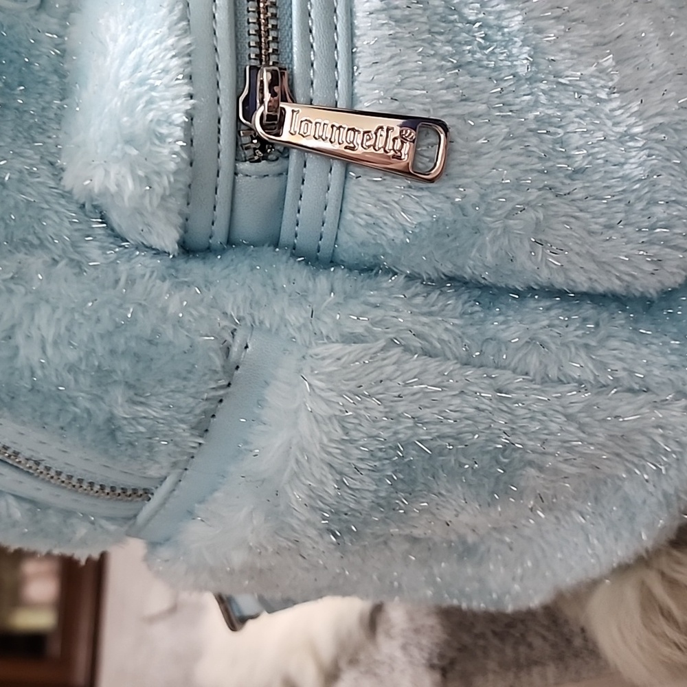 Loungefly Disney Parks Exclusive Minnie Mouse Light Blue Plush Mini Backpack - Picture 5 of 6